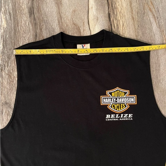 YAZBEK Harley Davidson Sleeveless T-Shirt Tank Size Large Black Belize - Picture 12 of 15